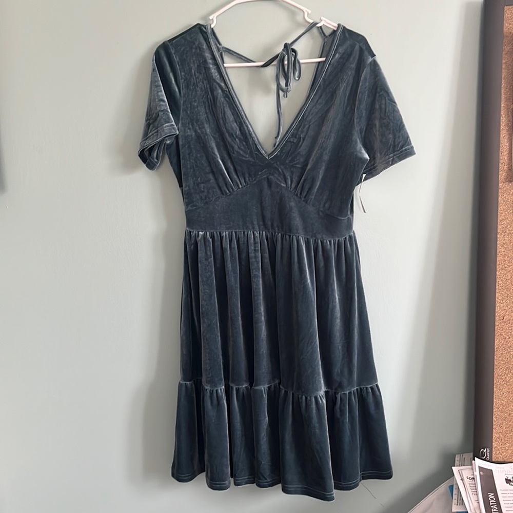 Blue velvet dress